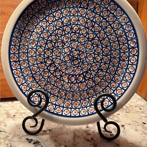 Blue and Orange Patterned Dinner Plate